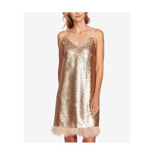 CeCe Gold Metallic Sequin Slip Dress sz 12